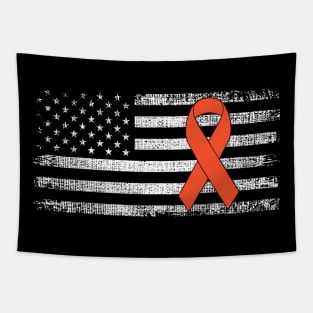 Kidney Cancer Awarenes Ribbon Classic American Flags Tapestry