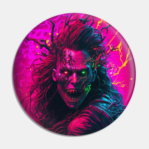 Neon Zombie Demon Pin by Nightarcade
