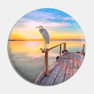 Great Blue Heron at Sunset Pin
