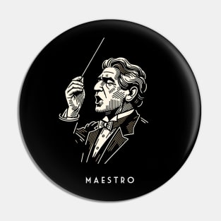 Maestro Movie - Vintage Line Art Pin