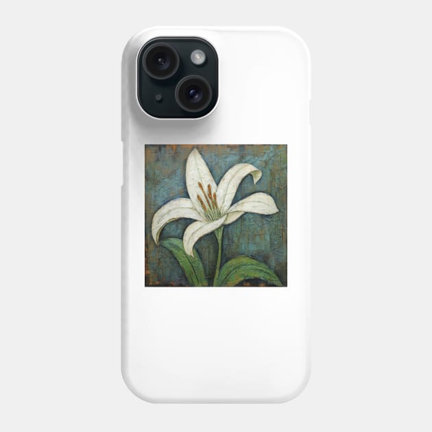 Simple Folk Art White Lily Flower Phone Case by EpicFoxArt