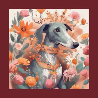 Greyhound with flowers 1 T-Shirt