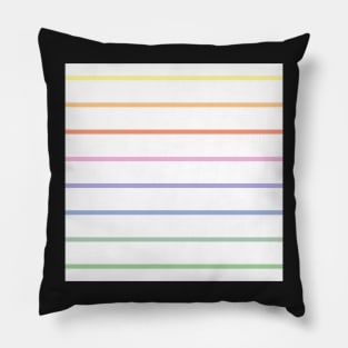 Vintage pastel white and rainbow stripes - horizontal narrow Pillow