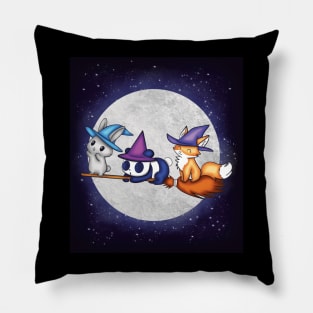 Witch’s broom ride at Halloween Pillow