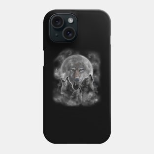 Three Wolves Howling - Full Moon with Wolf Silhouette Phone Case