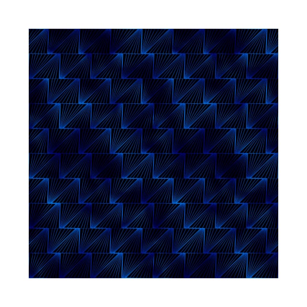 Diagonal Triangles in Black and Classic Blue Vintage Faux Foil Art Deco Vintage Foil Pattern by podartist