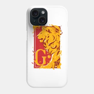 Lion in Profile and the Letter G - Red Backdrop - Fantasy Phone Case