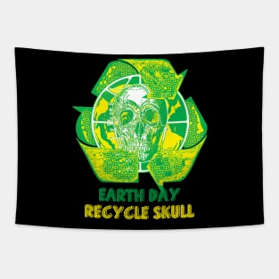 Earth day recycle skull symbo Tapestry