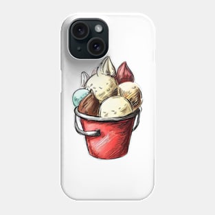 Drawing of ice cream in a red bucket Phone Case