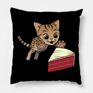 Savannah Cat excited to eat Red Velvet Cake Pillow