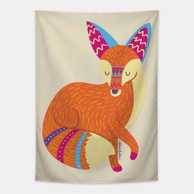 Zorro coyote Alebrije #6 Tapestry by alinailustra