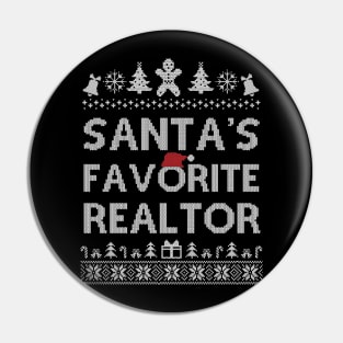 Santa's Favorite Realtor Christmas Mens Womens Funny Gift Pin