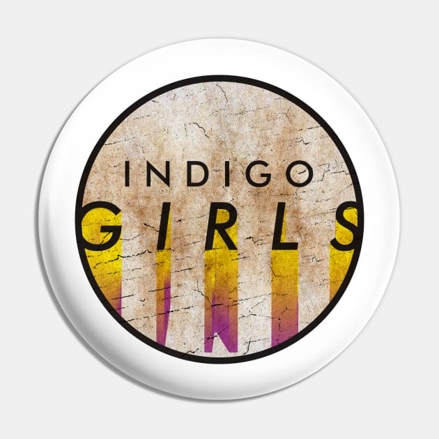 Indigo Girls - VINTAGE YELLOW CIRCLE Pin by GLOBALARTWORD