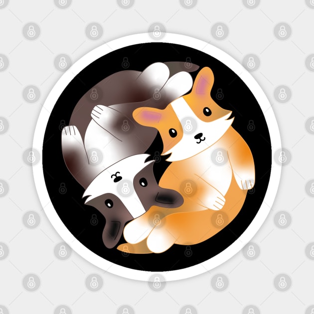 Kawaii Aesthetic Yin Yang Corgi Balance Symbol Magnet by YourGoods