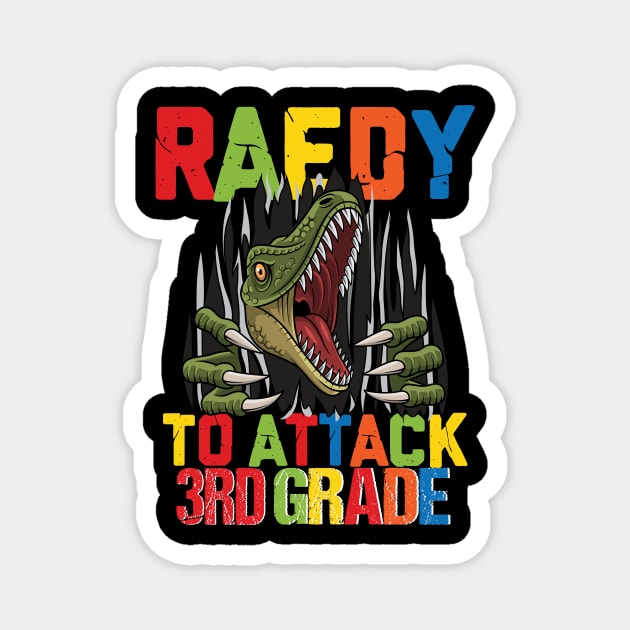 Funny Ready To Attack 3rd Grade Shark First Day of School Gifts Kids Magnet by smtworld