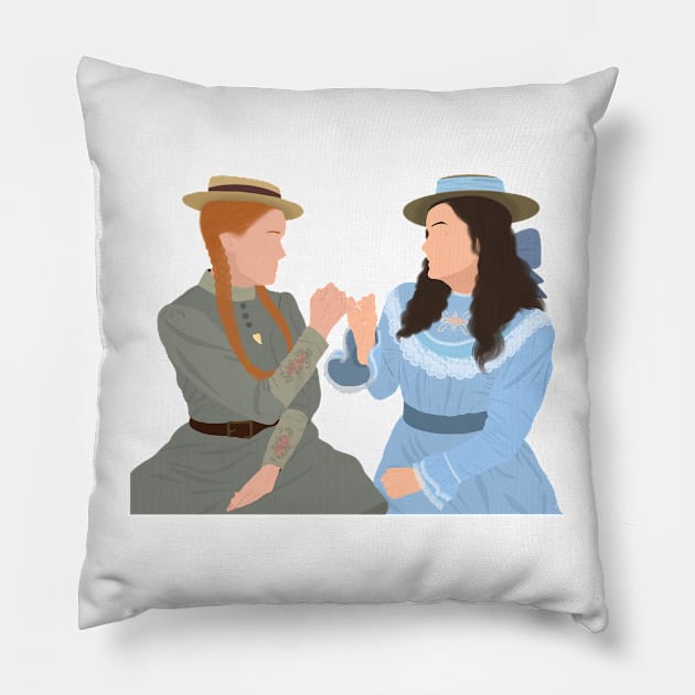 Anne and Diana Pinky Swear Oath Promise Fan Art Pillow by senaeksi