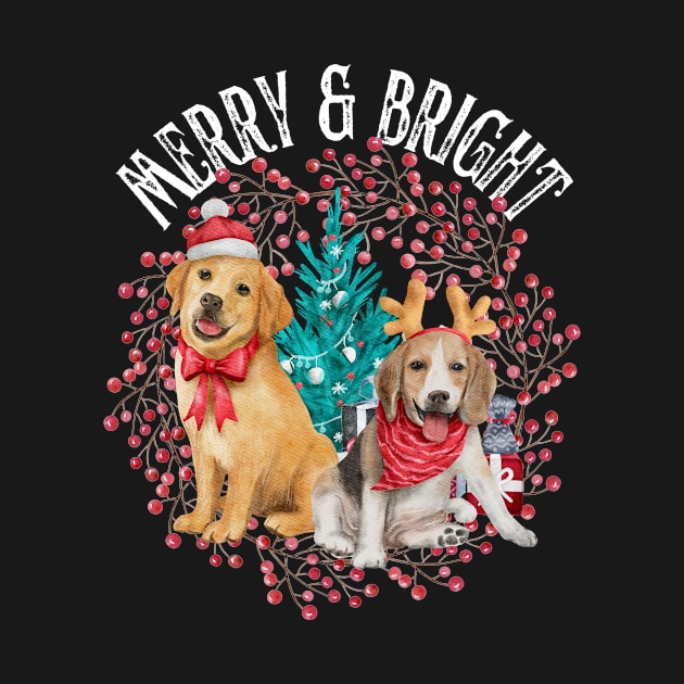 Christmas Beagle and Golden Retriever by edub gifts