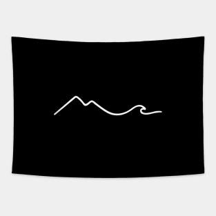 Minimal Art Of Mountain & Waves  An Artsy Wave Line Traveler Tapestry
