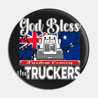 GOD BLESS THE TRUCKERS - THANK YOU, TRUCKERS - AUSTRALIA FLAG WITH HEARTS - FREEDOM CONVOY CANBERRA - WHITE LETTER DESIGN Pin