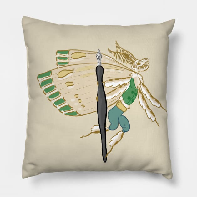 Doggerel Moth with Fountain Pen Pillow by lyricdesigns