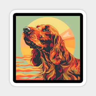 70s Irish Water Spaniel Vibes: Pastel Pup Parade Magnet