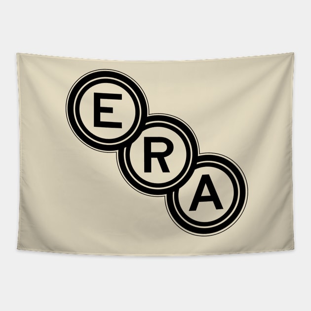 ERA (English Racing Automobiles) emblem (1933-1954) - black print - small emblem version (looks just right on old english white !) Tapestry by retropetrol