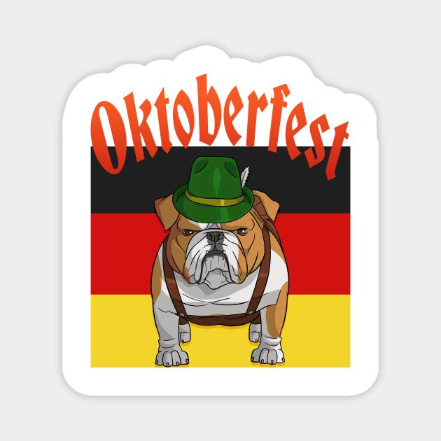 English Bulldog Lederhosen Alpine Oktoberfest Magnet by Noseking