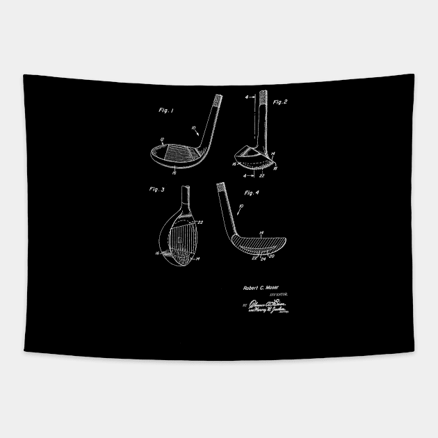 Golf Club Vintage Patent Hand Drawing Tapestry by TheYoungDesigns