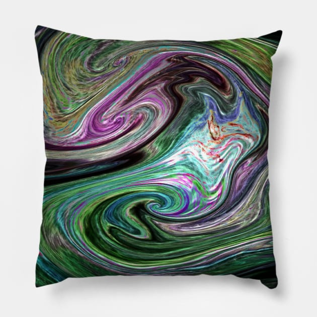 Colorful Contemporary Fluid Abstract Pillow by ImDEL
