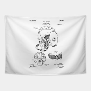 Football Helmet Patent - Sports Fan Football Player Art - White Tapestry