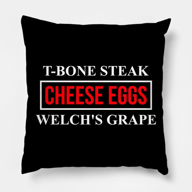 Guest Check - T-Bone Steak, Cheese Eggs, Welch's Grape Pillow by ciyoriy