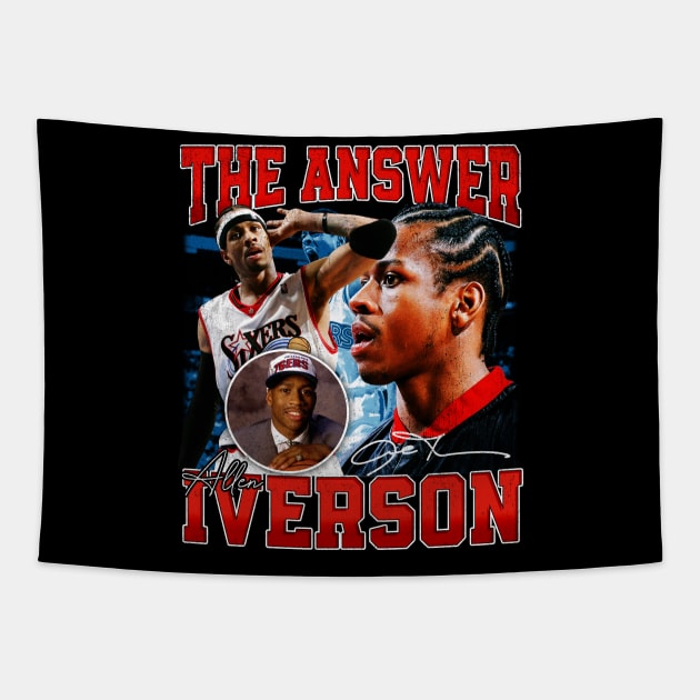 Allen Iverson The Answer Basketball Signature Vintage Retro 80s 90s Bootleg Rap Style Tapestry by CarDE