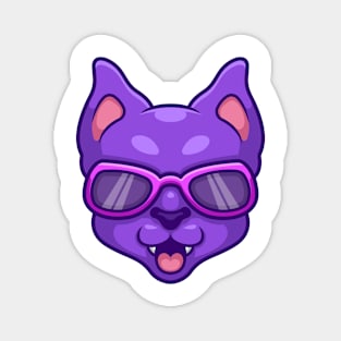 Purple Cat Cartoon Magnet