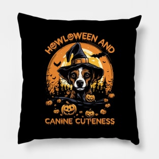 Howloween Dog Cuteness Scary Witchy Meme-y Pillow