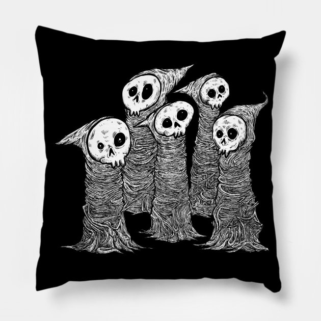 Cute Skull buddies Pillow by Ben Pissin