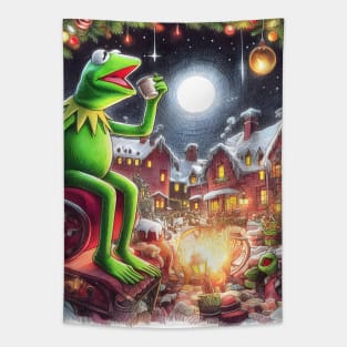 Puppet Wonderland: Festive Art Prints Featuring Whimsical Puppets for a Joyful Christmas Celebration! Tapestry