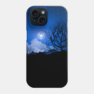 Full Moon Over Mountains D20 Dice Tabletop RPG Maps and Landscapes Phone Case