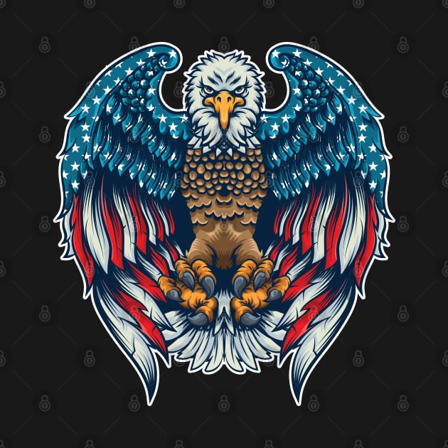 American Flag Angry Bald Eagle by markz66