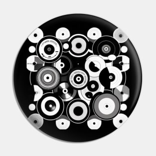 Vinyl Records Black and White Retro Music Pattern Pin