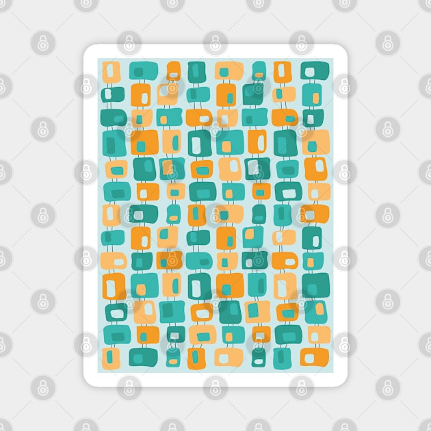 Funky Squares Retro Pattern Aqua, Teal, Orange Magnet by tramasdesign