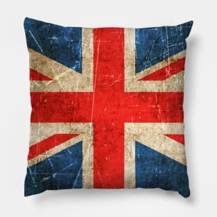 Vintage Aged and Scratched British Flag Pillow