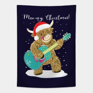 Scottish Highland Cow Plays Guitar At Christmas Tapestry