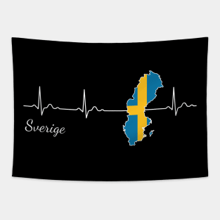 Sweden Sverige heartbeat flag Tapestry