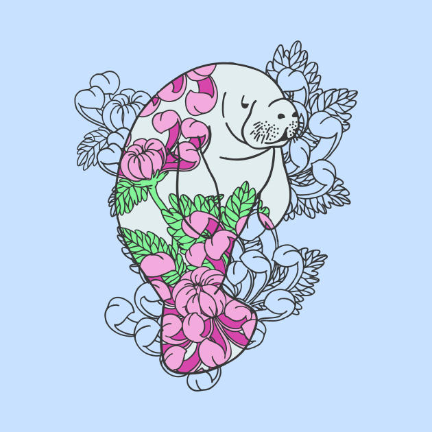 Floral Manatee by natelledrawsstuff