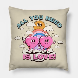 All You Need is Love Retro Illustration Pillow