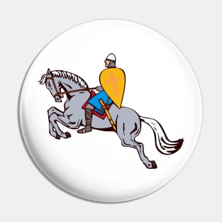 Crusader Knight Riding Horse  Retro Pin