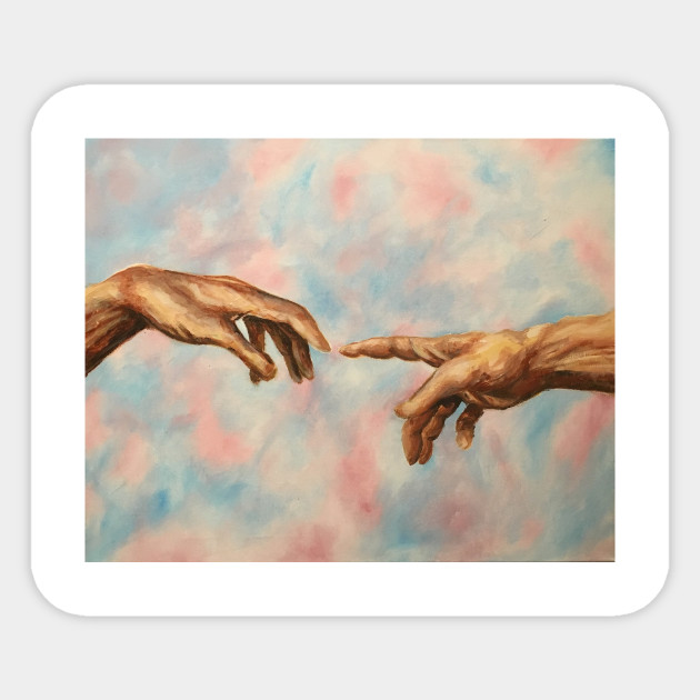Hands Touching Painting Sticker Teepublic