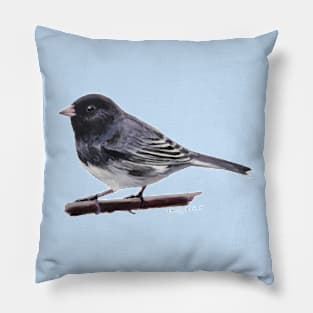 Dark Eyed Junco (perched) bird painting Pillow