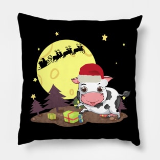 Funny Cow Santa Merry Christmas With Presents Costume Gift Pillow