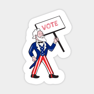 Uncle Sam Placard Vote Standing Cartoon Magnet